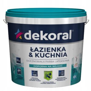 DEKORAL MALEINAK ŁAZIENKA KUCHNIA Farba śnieżnobiała 5L