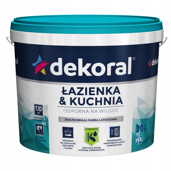 DEKORAL MALEINAK ŁAZIENKA KUCHNIA Farba śnieżnobiała 1L