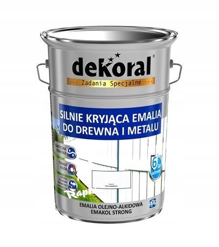 EMAKOL STRONG EMALIA DO DREWNA METALU BIAŁA 10L