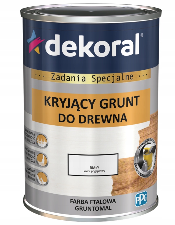 Dekoral Emalia do drewna Gruntomal biała 0,9l