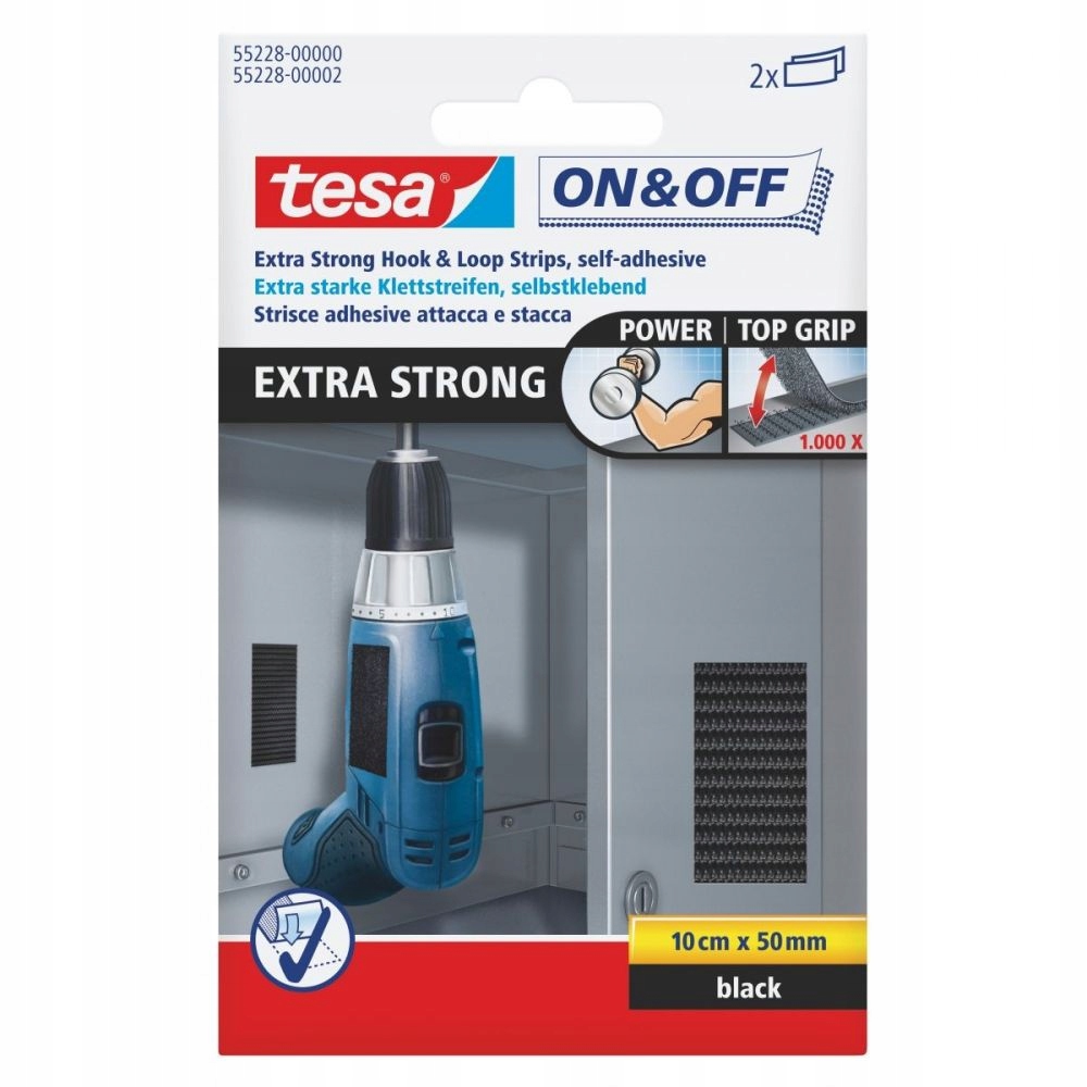 Rzep montażowy STRONG 10x5cm czarny, Tesa 55228