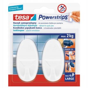 Haczyki wieszaki samoprzylepne tesa białe 2szt. 58013