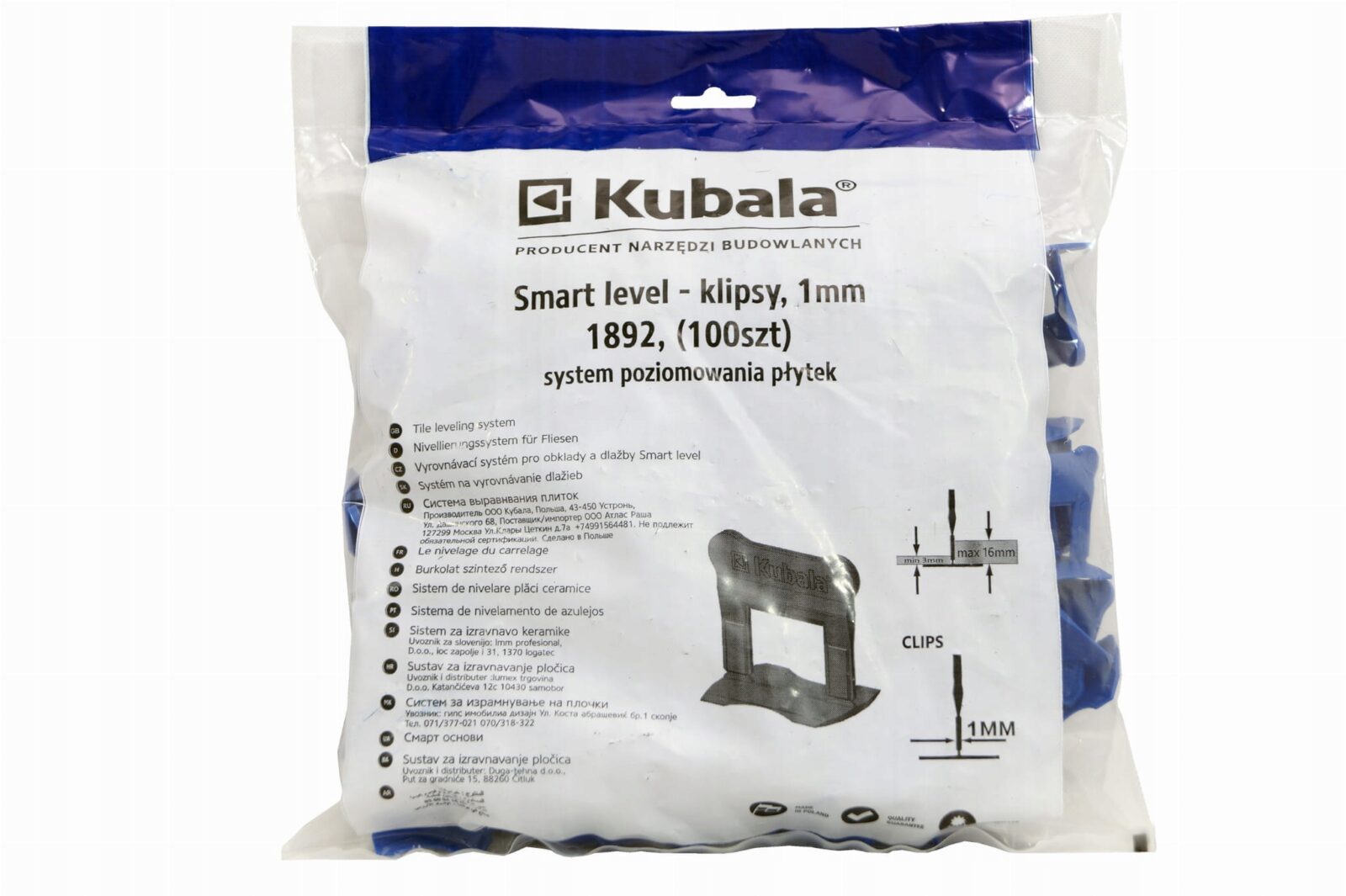 KUBALA 1894 SYSTEM POZIOMOWANIA KLIPSY 3mm 100szt